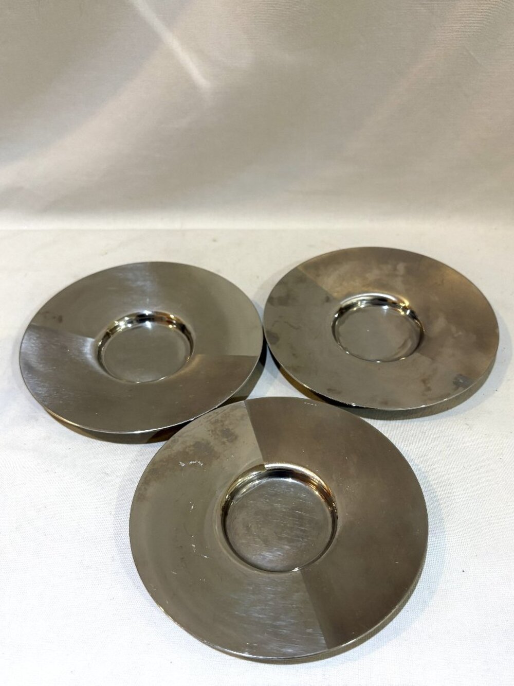 Set of 3 Nespresso Stainless Steel 18/10 Saucers 4 5/8"